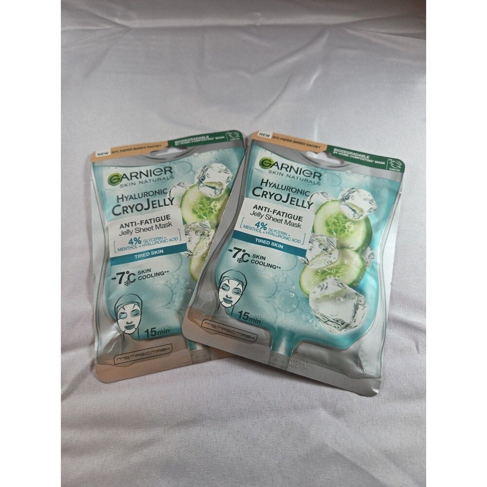 2 Pack Garnier Hyaluronic Cryo Jelly Tissue Mask 27g (0.95 oz)